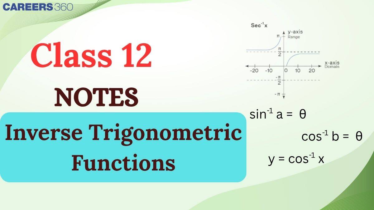 Inverse Trigonometric Functions Class 12th Notes - Free NCERT Class 12 Maths Chapter 2 Notes - Download PDF